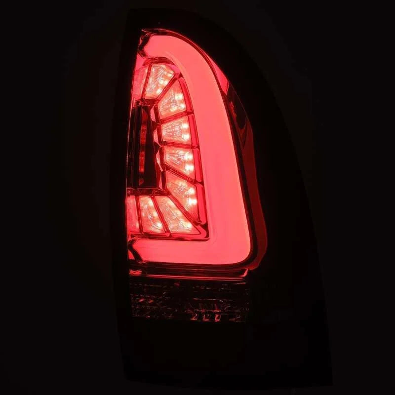 AlphaRex 05-15 Toyota Tacoma PRO-Series LED Tail Lights Red Smoke - Installation View