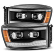 Load image into Gallery viewer, AlphaRex 06-08 Dodge Ram 1500HD LUXX LED Projector Headlights Plank Style Black w/Seq Signal/DRL - Main Product View