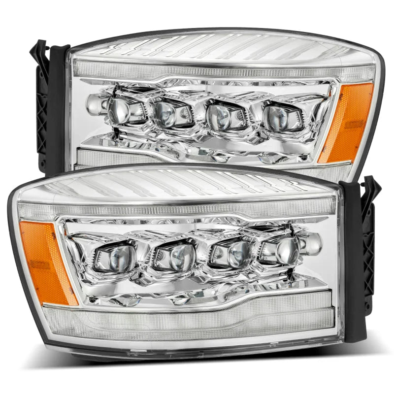 AlphaRex 06-08 Dodge Ram 1500HD NOVA LED Proj Headlights Plank Style Blk w/Seq Signal/DRL/Amber LED - Side View