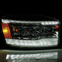 Load image into Gallery viewer, AlphaRex 06-08 Dodge Ram 1500HD NOVA LED Proj Headlights Plank Style Blk w/Seq Signal/DRL/Amber LED - Additional View 6