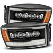 Load image into Gallery viewer, AlphaRex 06-08 Dodge Ram 1500HD NOVA LED ProjHeadlights Plank Style Blk w/Seq Signal/DRL/Amber LED - Main Product View