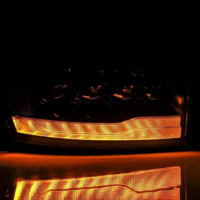AlphaRex 06-08 Ram 1500HD NOVA LED Proj Headlights Plank Style Alpha Blk w/Seq Signal/DRL/Amber LED - Additional View 5
