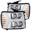 Load image into Gallery viewer, AlphaRex 07-13 Chevy 1500HD NOVA LED Proj Headlights Plank Style Chrm w/Activ Light/Seq Signal - Main Product View