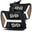 Load image into Gallery viewer, AlphaRex 07-13 Chevy 1500HD NOVA LED Proj Headlights Plank Style Matte Blk w/Activ Light/Seq Signal - Main Product View