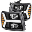 Load image into Gallery viewer, AlphaRex 07-13 Chevy 1500HD PRO-Series Proj Headlight Plank Style Gloss Blk w/Activ Light/Seq Signal - Main Product View