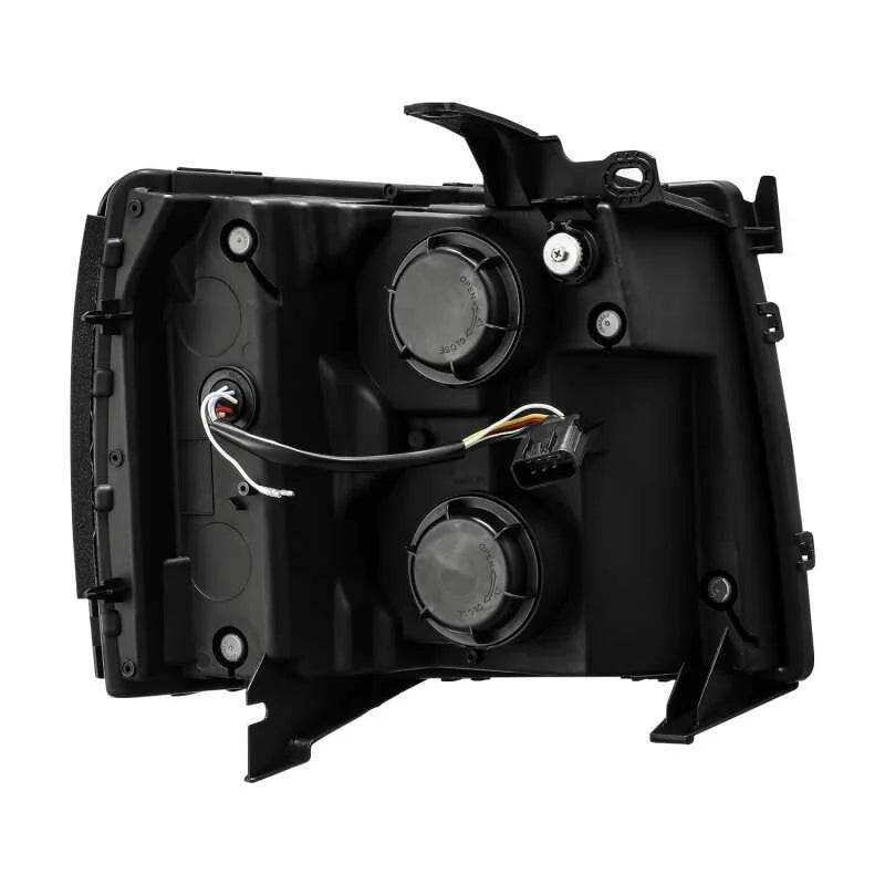 AlphaRex 07-13 Chevy 1500HD PRO-Series Proj Headlight Plank Style Gloss Blk w/Activ Light/Seq Signal - Side View