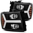 Load image into Gallery viewer, AlphaRex 07-13 Chevy 1500HD PRO-Series Proj Headlight Plank Style Matte Blk w/Activ Light/Seq Signal - Main Product View