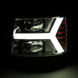 Load image into Gallery viewer, AlphaRex 07-13 Chevy 1500HD PRO-Series Proj Headlights Plank Style Chrome w/Activ Light/Seq Signal - Back View