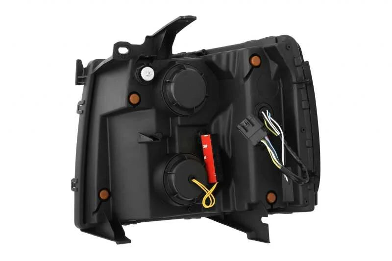 AlphaRex 07-13 Chevy 1500HD(NewBody) NOVA LED Proj Headlight Plank Sty Glos Blk w/Activ Lite/Seq Sig - Back View
