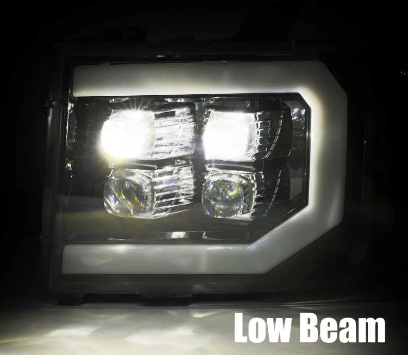 AlphaRex 07-13 GMC 1500HD NOVA LED Proj Headlight Plank Style Gloss Blk w/Activ Light/Seq Signal/DRL - Side View