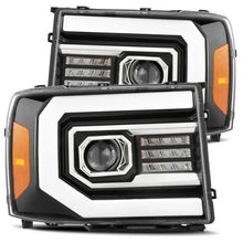 Load image into Gallery viewer, AlphaRex 07-13 GMC 1500HD PRO-Series Proj Headlights Plank Style Gloss Blk w/Activ Light/Seq Signal - Main Product View