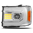 Load image into Gallery viewer, AlphaRex 07-13 GMC 1500HD PRO-Series Proj Headlights Plank Style Gloss Blk w/Activ Light/Seq Signal - Installation View