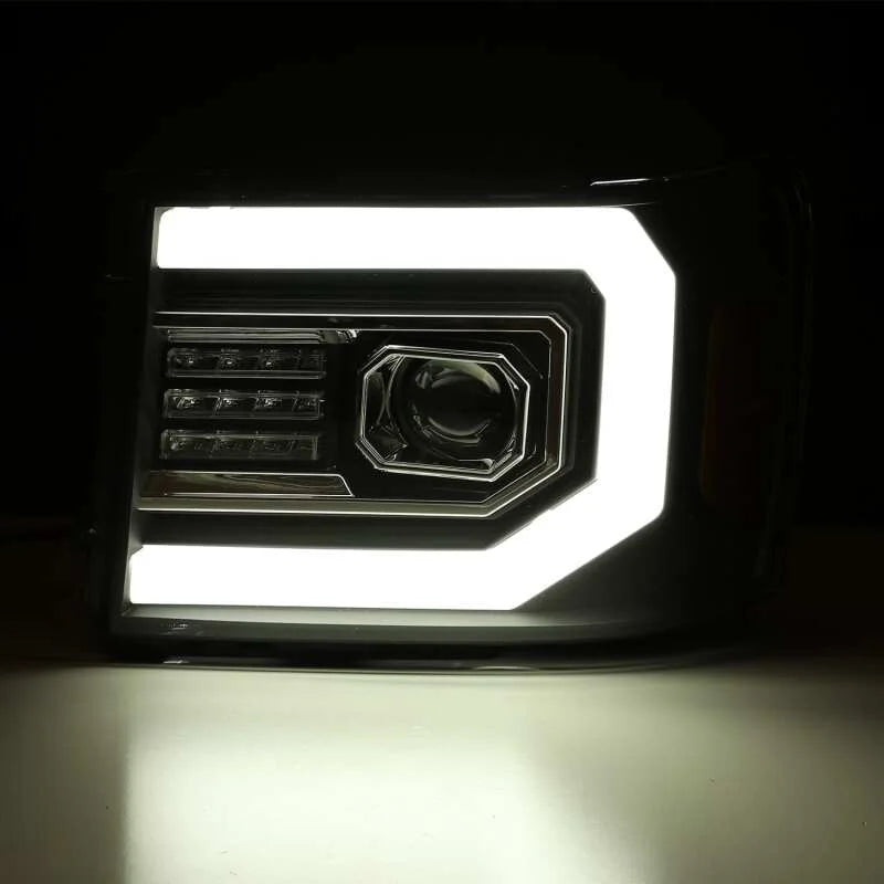 AlphaRex 07-13 GMC 1500HD PRO-Series Proj Headlights Plank Style Gloss Blk w/Activ Light/Seq Signal - Additional View 5