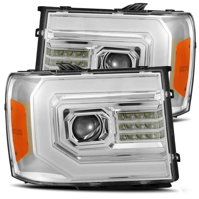 AlphaRex 07-13 GMC Sierra 1500 (No Clsc) LUXX-Series LED Proj HL Chrome w/Actv Lgt & Seq.Sig / DRL - Main Product View