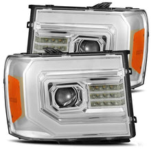 Load image into Gallery viewer, AlphaRex 07-13 GMC Sierra 1500 (No Clsc) LUXX-Series LED Proj HL Chrome w/Actv Lgt &amp; Seq.Sig / DRL - Main Product View