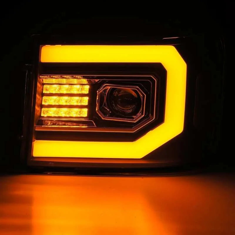 AlphaRex 07-13 GMC Sierra 1500 (No Clsc) LUXX-Series LED Proj HL Chrome w/Actv Lgt & Seq.Sig / DRL - Back View