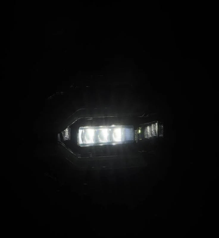 AlphaRex 07-13 GMC Sierra 1500/2500HD/3500HD Luxx Series LED Tail Lights - Alpha Black - Back View