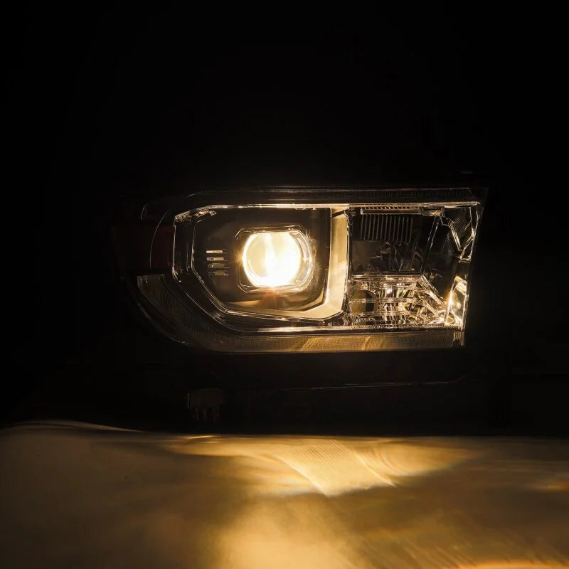 AlphaRex 07-13 Toyota Tundra / 08-17 Sequoia LUXX LED Proj HL Chrome w/Actv Light / Seq. Sig + DRL - Side View