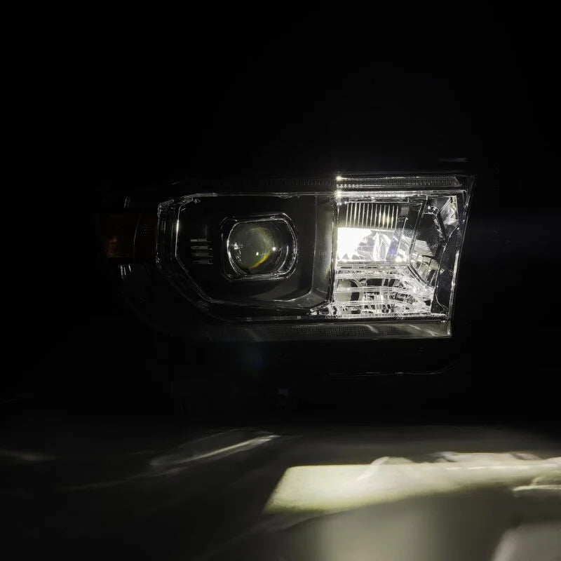 AlphaRex 07-13 Toyota Tundra / 08-17 Sequoia LUXX LED Proj HL Chrome w/Actv Light / Seq. Sig + DRL - Back View