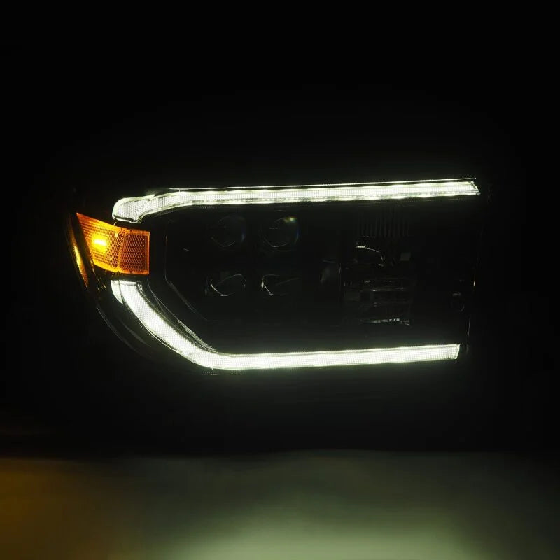 AlphaRex 07-13 Toyota Tundra NOVA LED Proj Headlights Alpha-Black w/Activ Light/Seq Signal/DRL - Side View