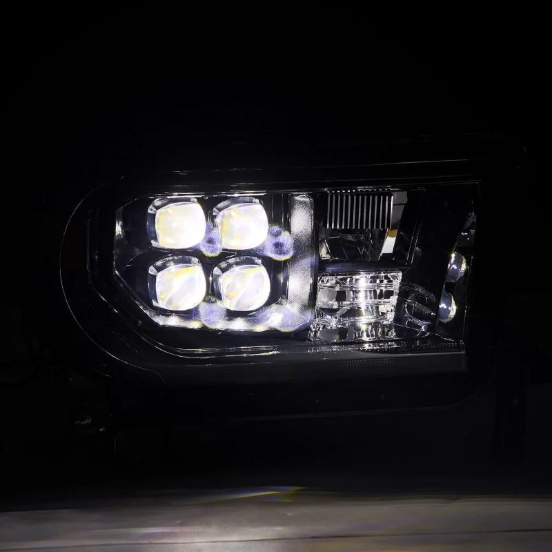 AlphaRex 07-13 Toyota Tundra NOVA LED Proj Headlights Alpha-Black w/Activ Light/Seq Signal/DRL - Installation View