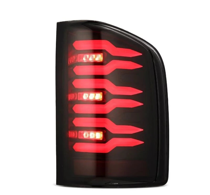 AlphaRex 07-14 Chevrolet Silverado 1500/2500HD/3500HD Luxx-Series LED Tail Lights Black/Red - Back View