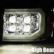 Load image into Gallery viewer, AlphaRex 07-14 GMC 2500HD NOVA LED Proj Headlight Plank Style Matte Blk w/Activ Light/Seq Signal/DRL - Back View