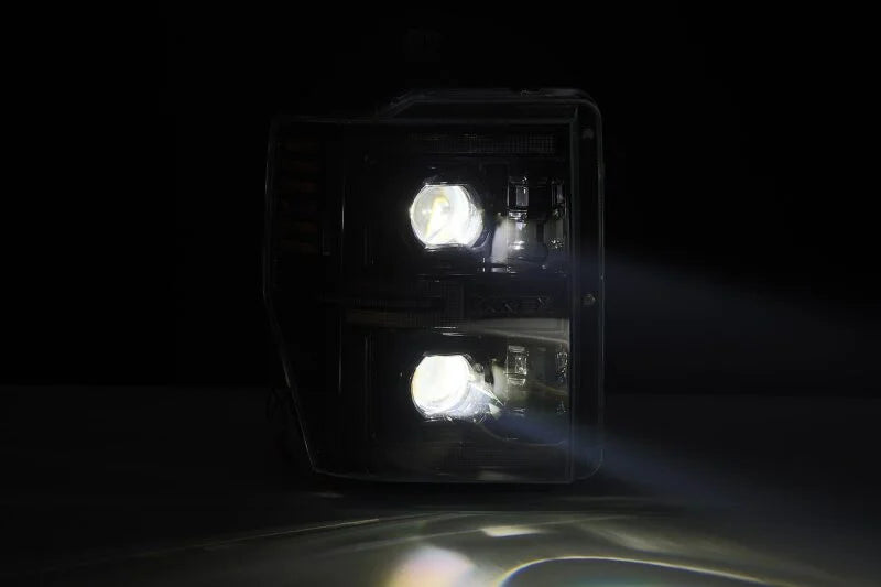 AlphaRex 08-10 Ford F250-550 LUXX-Series LED Projector Headlights Alpha-Blk w/Activ Light/Seq Signal - Side View