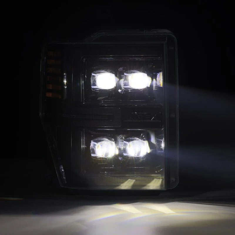 AlphaRex 08-10 Ford F250-550 NOVA-Series LED Projector Headlights Alpha-Blk w/Activ Light/Seq Signal - Side View
