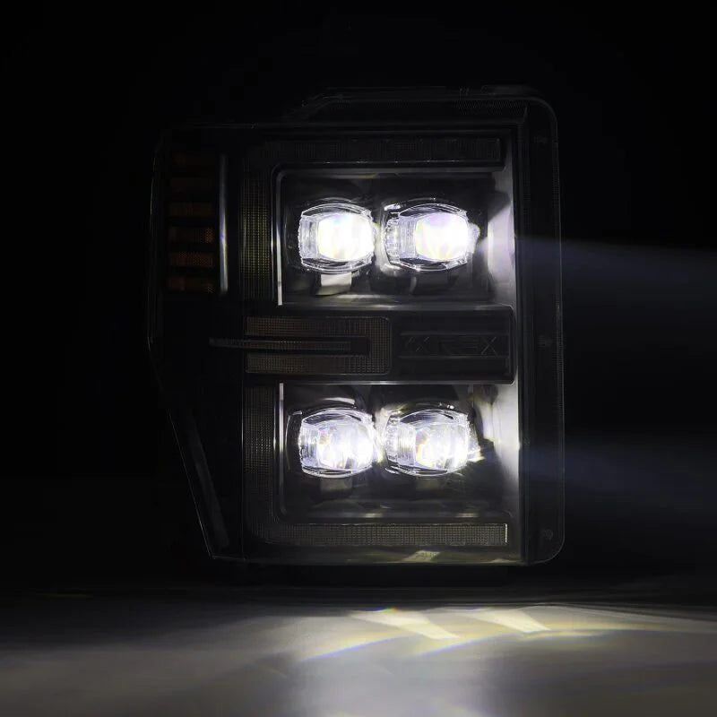 AlphaRex 08-10 Ford F250-550 NOVA-Series LED Projector Headlights Black w/Activ Light/Seq Signal - Side View