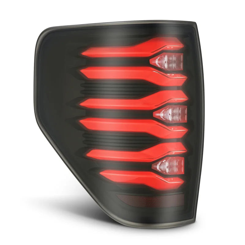 AlphaRex 09-14 Ford F150 LUXX LED Taillights - Black/Red Housing - Back View