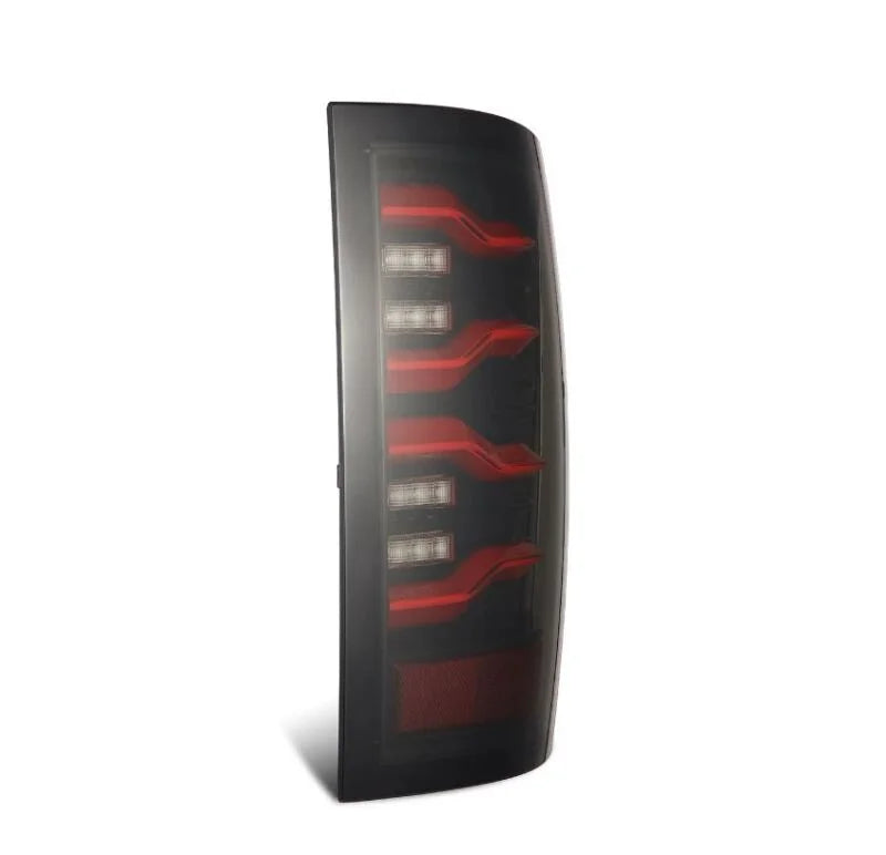 AlphaRex 09-18 Dodge RAM LUXX-Series LED Taillights Black Red w/Actv Light & SS - Back View