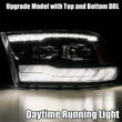 Load image into Gallery viewer, AlphaRex 09-18 Dodge Ram 1500HD LUXX LED Proj Headlights Plnk Style Blk w/Activ Light/Seq Signal/DRL - Side View