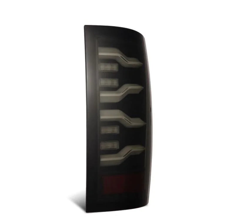 AlphaRex 09-18 Dodge Ram Luxx-Series LED Tail Lights Alpha-Black w/ Activation Light & Seq. Signal - Back View