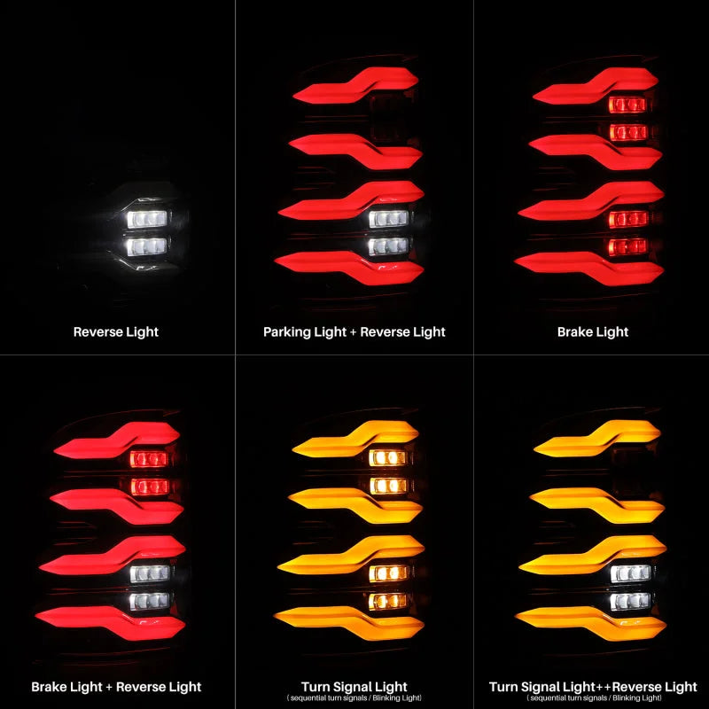 AlphaRex 09-18 Dodge Ram Luxx-Series LED Tail Lights Black w/ Activation Light & Sequential Signal - Side View