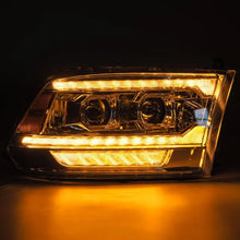 Load image into Gallery viewer, AlphaRex 09-18 Ram 1500 PRO-Series Proj Headlights Chrome w/ Sequential Signal and Top/Middle DRL - Installation View