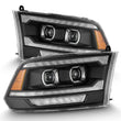 Load image into Gallery viewer, AlphaRex 09-18 Ram 1500/2500 PRO-Series Proj Headlights Black w/Sequential Signal and Top/Middle DRL - Main Product View