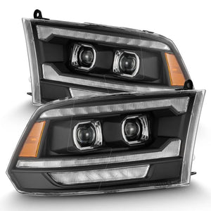AlphaRex 09-18 Ram 1500/2500 PRO-Series Proj Headlights Black w/Sequential Signal and Top/Middle DRL - Main Product View