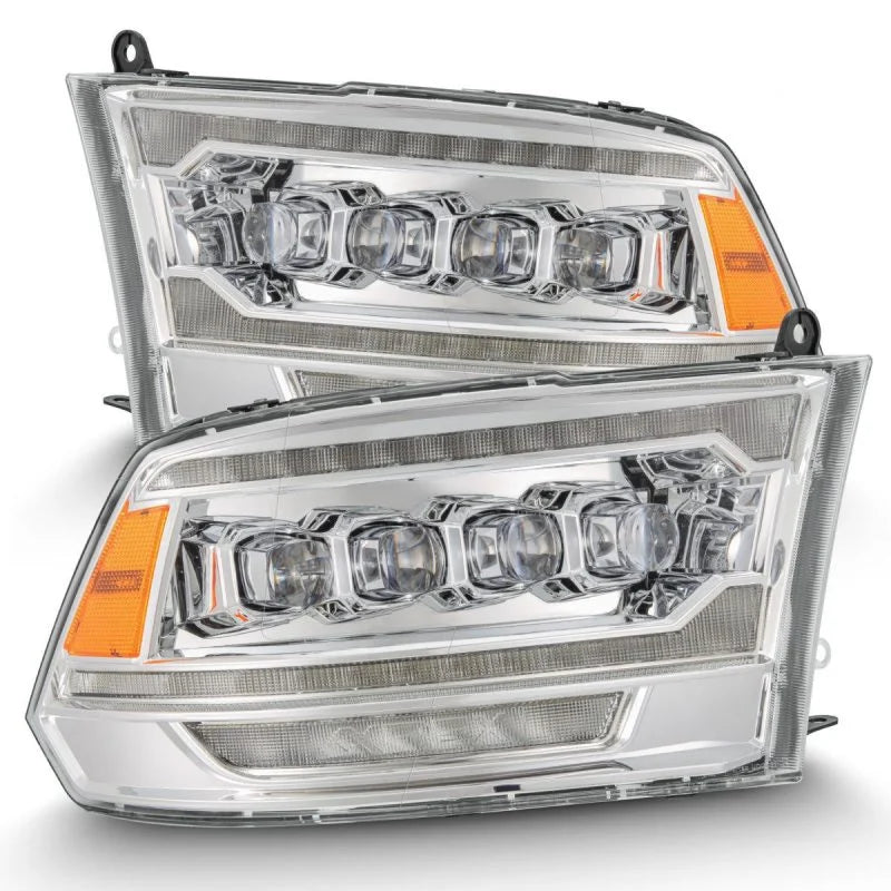 AlphaRex 09-18 Ram 2500 NOVA LED Proj Headlights Plank Style Chrome w/Activ Light/Seq Signal/DRL - Back View