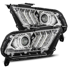 Load image into Gallery viewer, AlphaRex 10-12 Ford Mustang PRO-Series Projector Headlights Plank Style Chrome w/Top/Bottom DRL - Main Product View