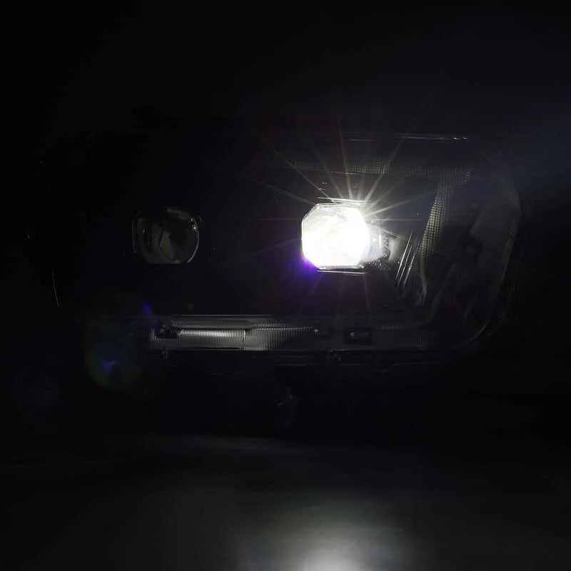 AlphaRex 10-13 Toyota 4Runner LUXX LED Proj Headlights Plank Style Alpha Black w/Seq Signal/DRL - Back View