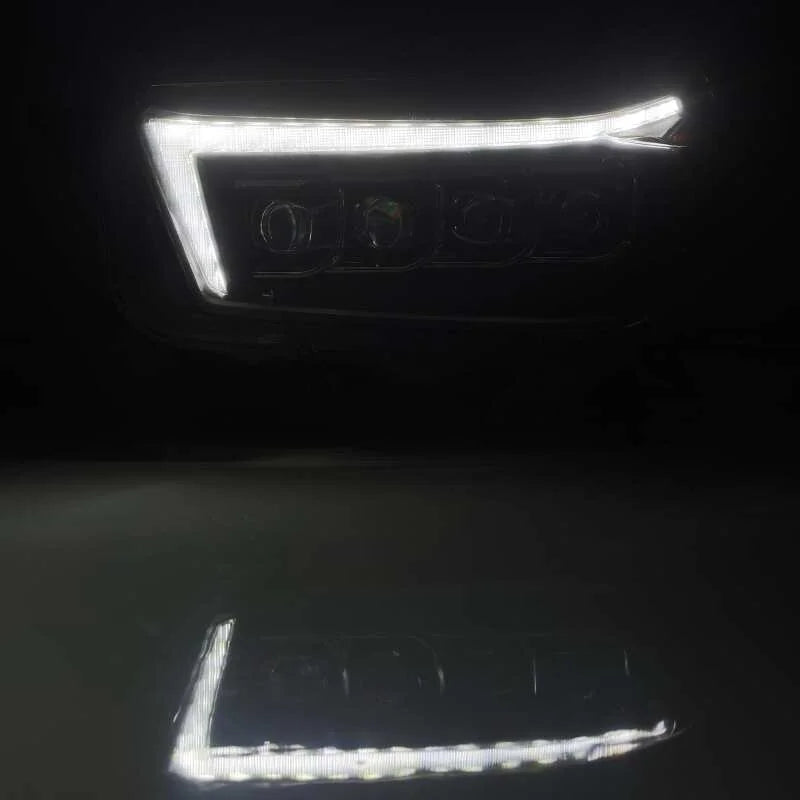 AlphaRex 10-13 Toyota 4Runner NOVA LED Projector Headlights Plank Style Black w/Seq Signal/DRL - Installation View