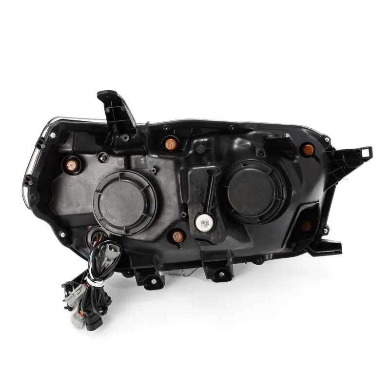 AlphaRex 10-13 Toyota 4Runner PRO-Series Projector Headlights Plank Style Black w/Seq Signal/DRL - Back View