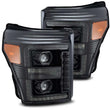 Load image into Gallery viewer, AlphaRex 11-16 Ford F-250 SD PRO-Series Projector Headlights Plank Style Alpha Black w/Seq Signal - Main Product View