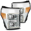 Load image into Gallery viewer, AlphaRex 11-16 Ford F-350 SD LUXX LED Proj Headlights Plank Style Chrm w/Activ Light/Seq Signal/DRL - Main Product View