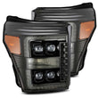 Load image into Gallery viewer, AlphaRex 11-16 Ford F-350 SD NOVA LED Proj Headlights Plank Style Alpha Blk w/Activ Light/Seq Signal - Main Product View