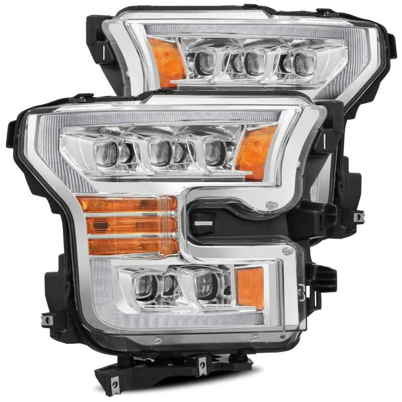 AlphaRex 11-16 Ford F-350 SD NOVA LED Proj Headlights Plank Style Chrm w/Activ Light/Seq Signal - Side View