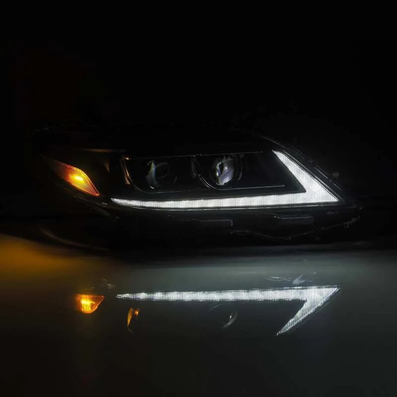 AlphaRex 11-21 Toyota Sienna PRO-Series Proj Headlights Plank Style Black w/Seq Signal/DRL - Installation View