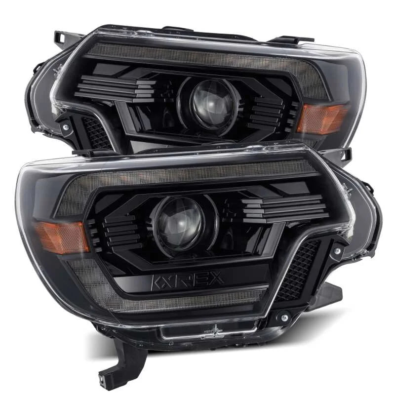 AlphaRex 12-15 Toyota Tacoma PRO-Series Projector Headlights Plank Style Alpha Black w/DRL - Main Product View
