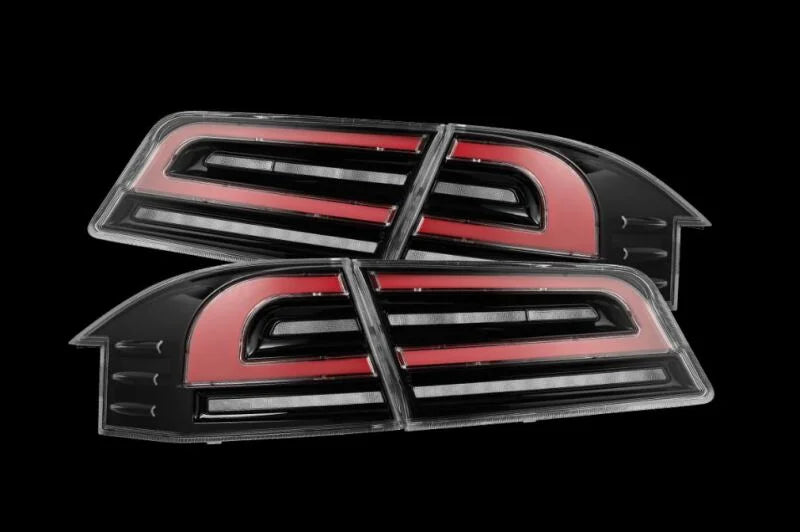 AlphaRex 12-21 Tesla Model S LUXX-Series LED Tail Lights - Black/Red - Main Product View